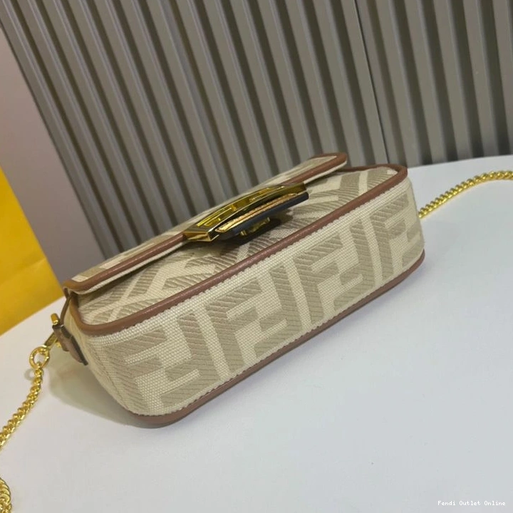 Affordable Baguette In Motif FF Bag Beige Mini Fendi Canvas 0810